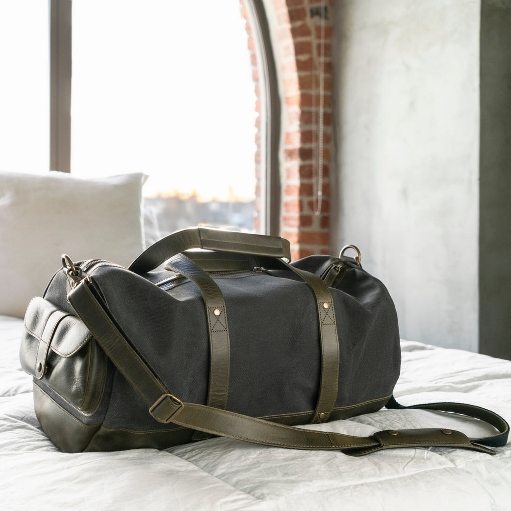 Vintage Duffel Bag | Canvas Holdall | Canvas Weekender | Canvas Leather Duffle Bag | Wax Canvas selling Holdall Black | Humber - All Black