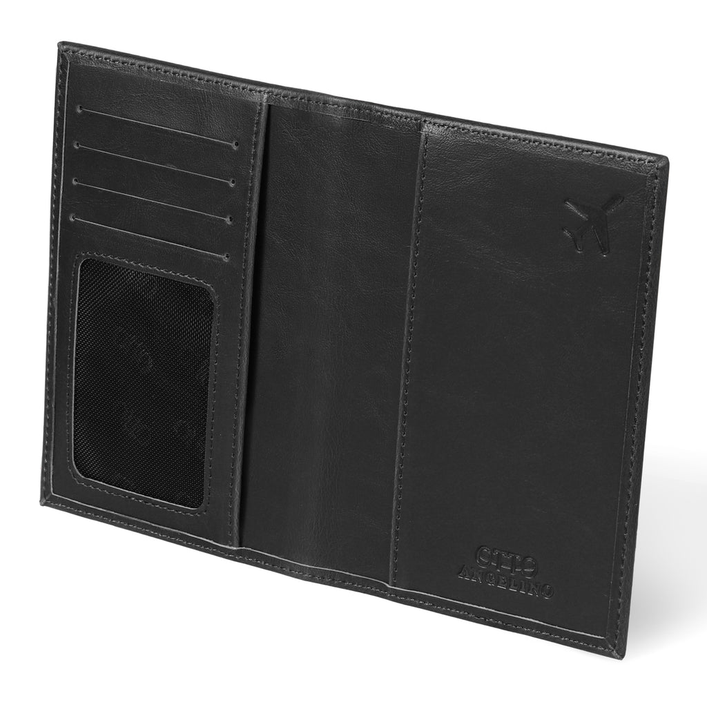 Otto Angelino Slim Passport Wallet with RFID Blocking, Leather 
