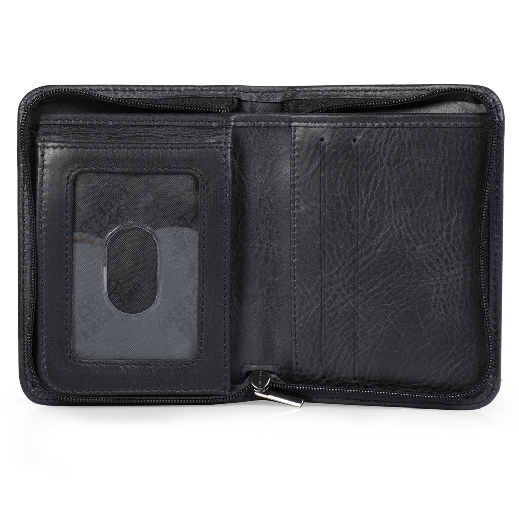 Otto Angelino RFID Blocking Men Zippered Bifold Wallet, Italian