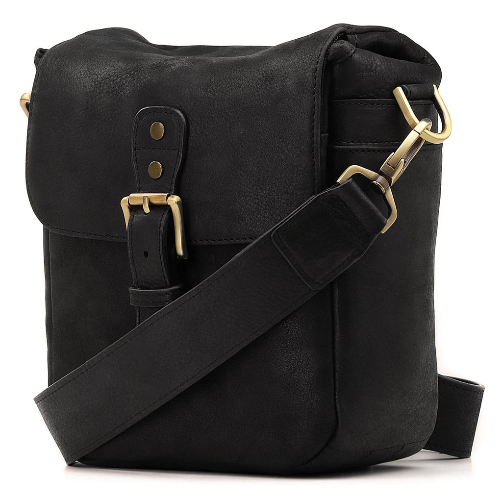 Black Leather Envelope Buckle Mini Crossbody Bags