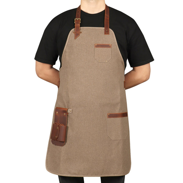 Otto Angelino Personalized Canvas Cooking Apron, Working Apron with Customization, Workshop Apron with Pockets, Woodworking Apron with Tool Pockets