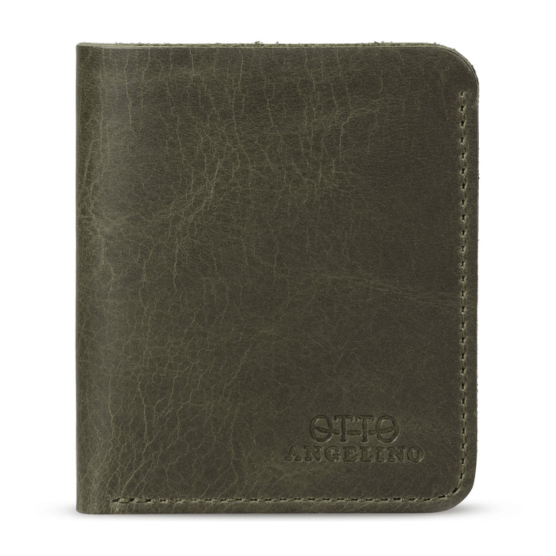 Otto Angelino Top Grain Leather Ultra Slim Bifold Card and Cash Wallet, Unisex