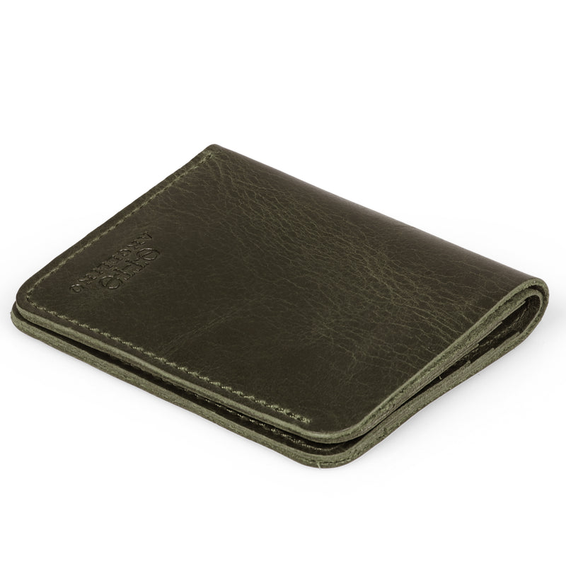 Otto Angelino Top Grain Leather Ultra Slim Bifold Card and Cash Wallet, Unisex