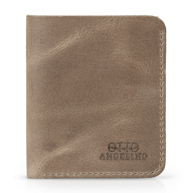 Otto Angelino Top Grain Leather Ultra Slim Bifold Card and Cash Wallet, Unisex