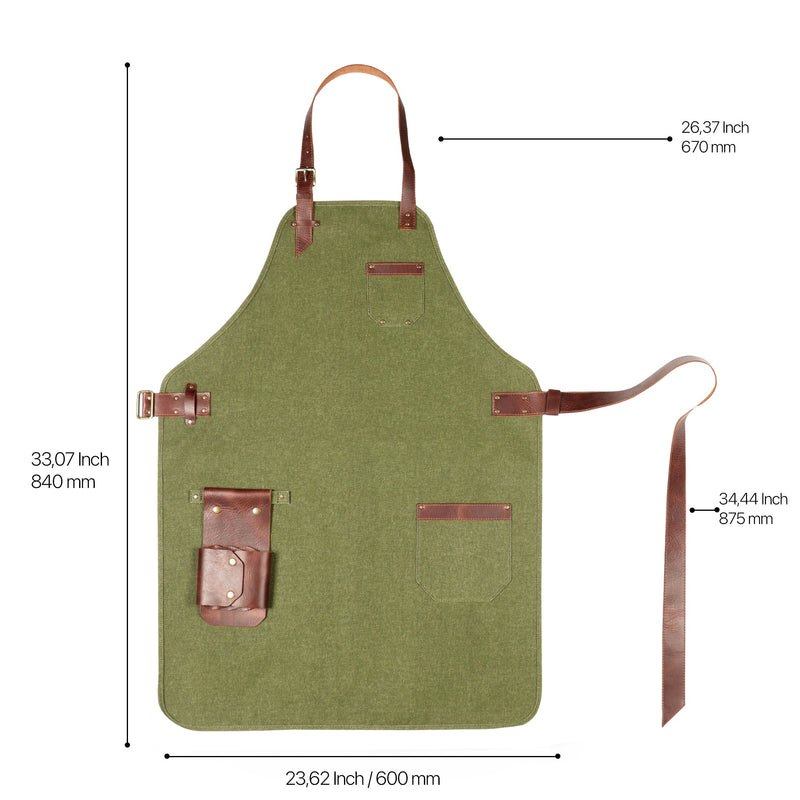 Otto Angelino Personalized Canvas Cooking Apron, Working Apron with Customization, Workshop Apron with Pockets, Woodworking Apron with Tool Pockets