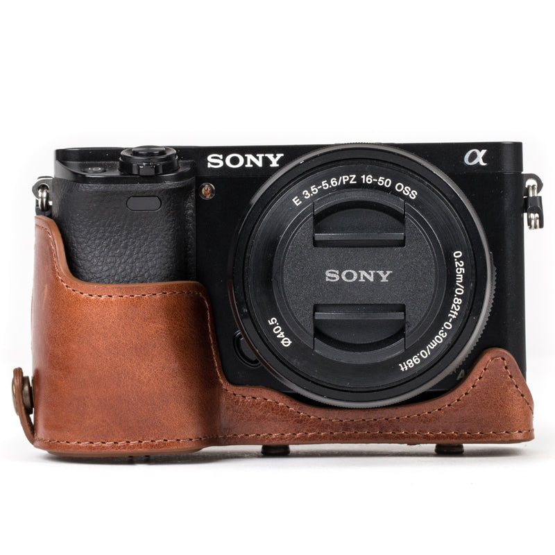 MegaGear Sony Alpha A6300, A6000 (16-50 mm) Ever Ready Top Grain Leather Camera Case and Strap