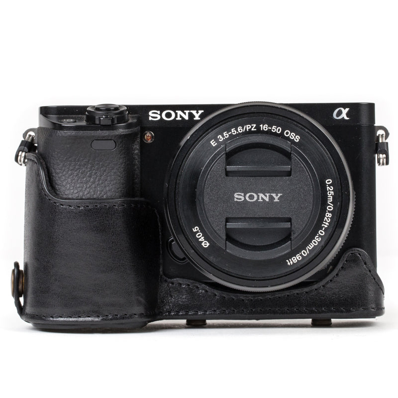 MegaGear Sony Alpha A6300, A6000 (16-50 mm) Ever Ready Top Grain Leather Camera Case and Strap