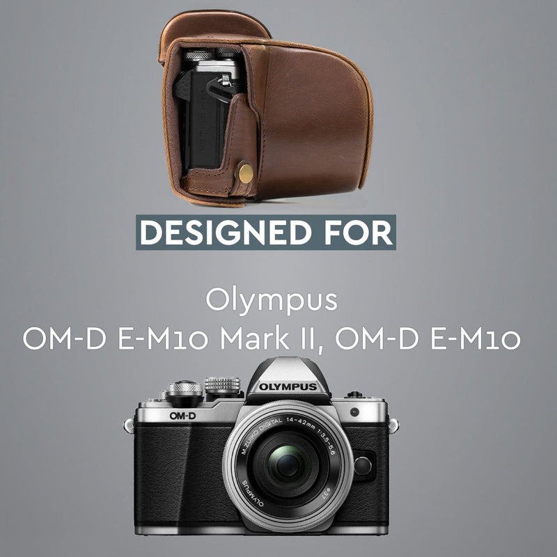 MegaGear Olympus OM-D E-M10 Mark II, E-M10 (14-42mm) Ever Ready Leather Camera Case and Strap