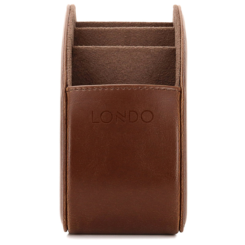 Londo Remote Control Holder with 5 Pockets, Store DVD, Blu-Ray, TV, Roku or Apple TV Remotes, PU Leather with Suede Lining