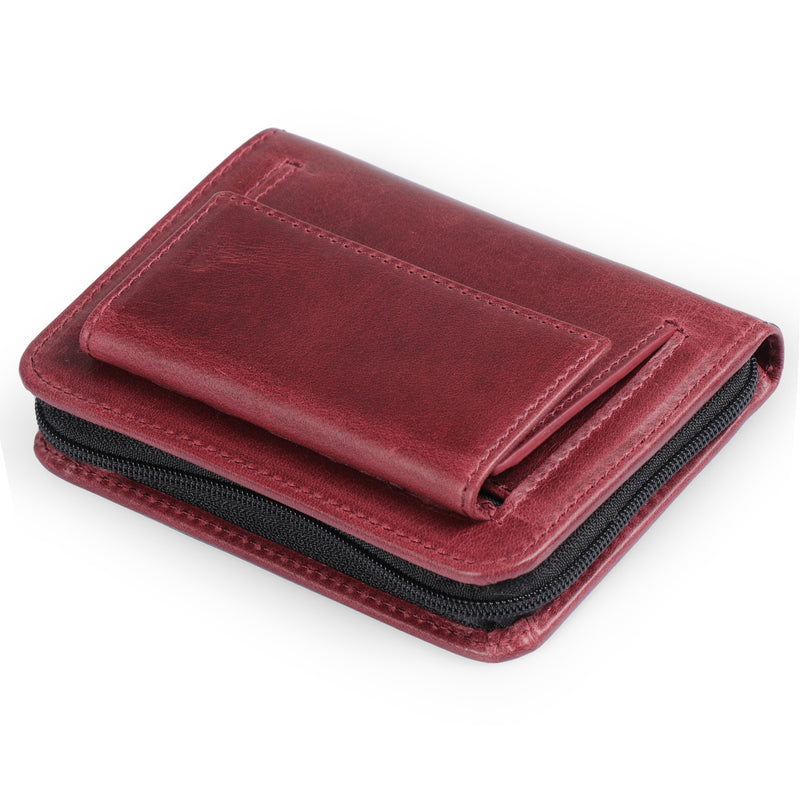 Otto Angelino RFID Blocking Men Zippered Bifold Wallet, Italian Top Grain Leather, Slim Travel Comfort, Credit Card Holder