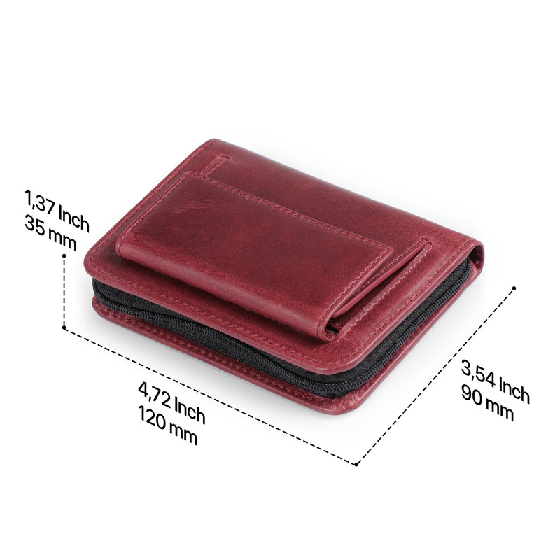 Otto Angelino RFID Blocking Men Zippered Bifold Wallet, Italian Top Grain Leather, Slim Travel Comfort, Credit Card Holder