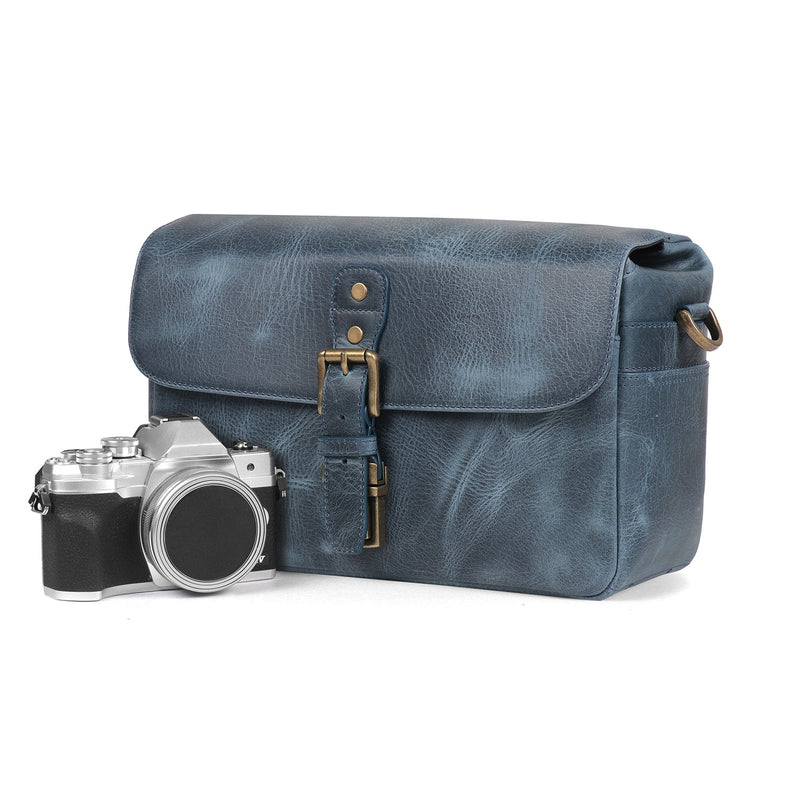 MegaGear Torres Top Grain Leather Camera Messenger Bag for Mirrorless, Instant and DSLR Cameras