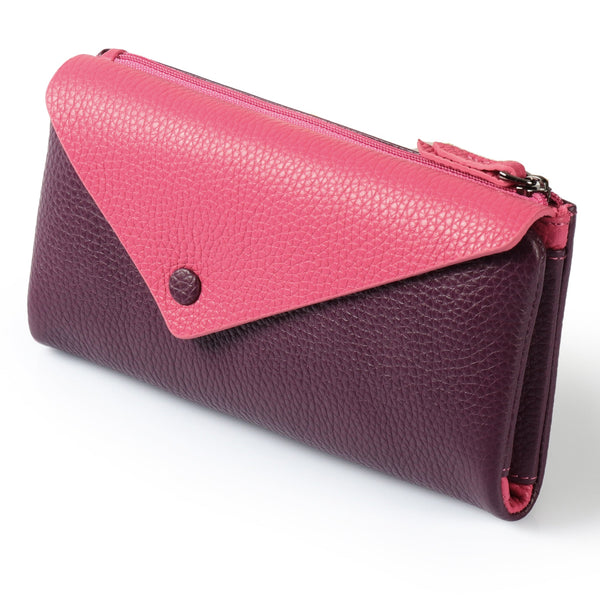 Otto Angelino Top Grain Leather Envelope Wallet with Phone Compatible Slots, RFID Blocking -Unisex