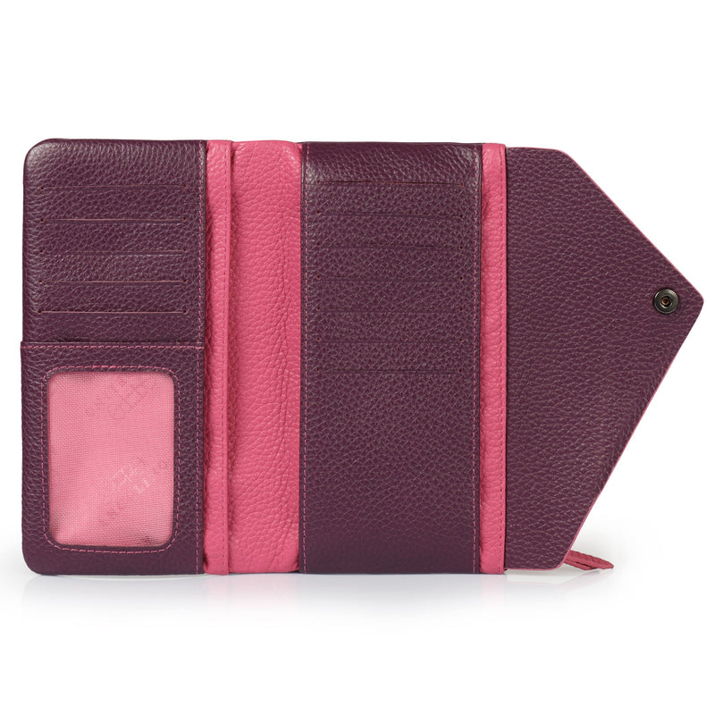 Otto Angelino Top Grain Leather Envelope Wallet with Phone Compatible Slots, RFID Blocking -Unisex