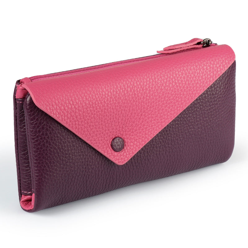 Otto Angelino Top Grain Leather Envelope Wallet with Phone Compatible Slots, RFID Blocking -Unisex