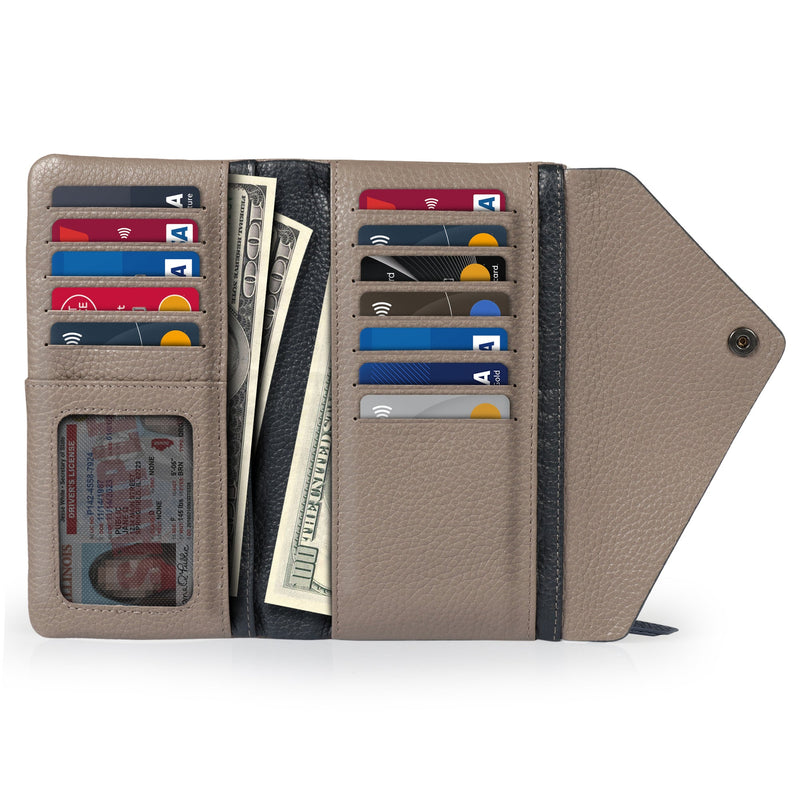 Otto Angelino Top Grain Leather Envelope Wallet with Phone Compatible Slots, RFID Blocking -Unisex