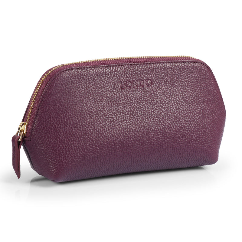 Londo Top Grain Leather Makeup Bag Cosmetic Pouch Travel Organizer Toiletry Clutch