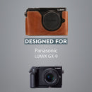 MegaGear Panasonic Lumix DC-GX9 Ever Ready Top Grain Leather Camera Half Case and Strap