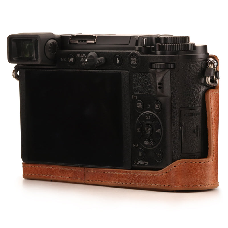 MegaGear Panasonic Lumix DC-GX9 Ever Ready Top Grain Leather Camera Half Case and Strap