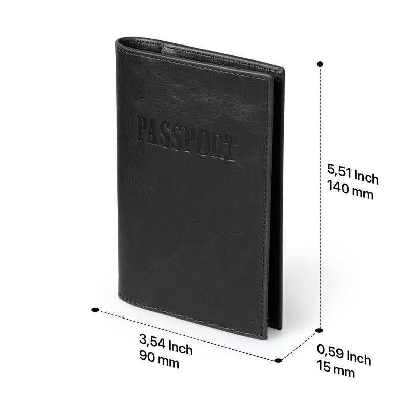 Otto Angelino Leather Passport Wallet - RFID Blocking - Unisex (Black)