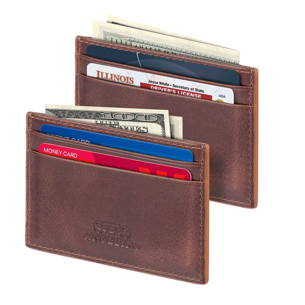 Otto Angelino Top Grain Leather Wallet, Bank Cards, Money, Driver's License, RFID Blocking