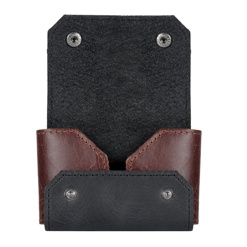 Otto Angelino Top Grain Leather Credit and Business Card Case with Snap Fastener Closure, Unisex