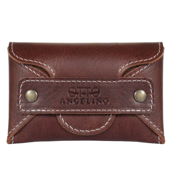 Otto Angelino Top Grain Leather Credit and Business Card Case with Tuck and Slot Closure, Unisex