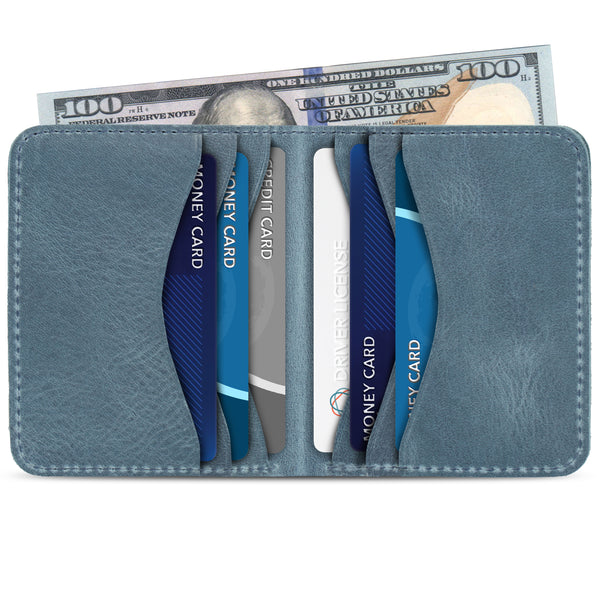 Otto Angelino Top Grain Leather Ultra Slim Bifold Card and Cash Wallet, Unisex