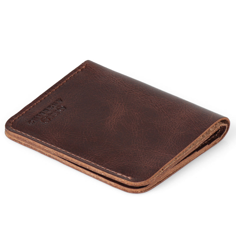 Otto Angelino Top Grain Leather Ultra Slim Bifold Card and Cash Wallet, Unisex