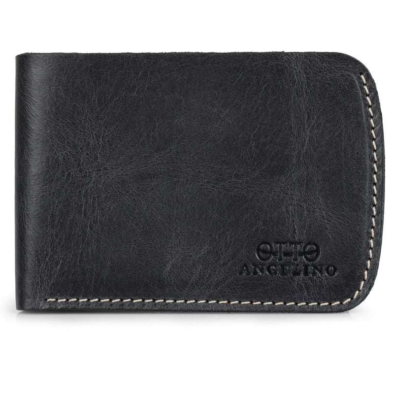 Otto Angelino Genuine Leather Slim Bifold Wallet with ID Slot - Unisex