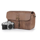 MegaGear Torres Top Grain Leather Camera Messenger Bag for Mirrorless, Instant and DSLR Cameras