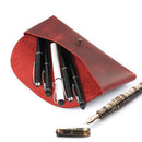 Londo Top Grain Leather Pen Case with Metal Snap Fastener, Pencil Pouch Stationery Bag