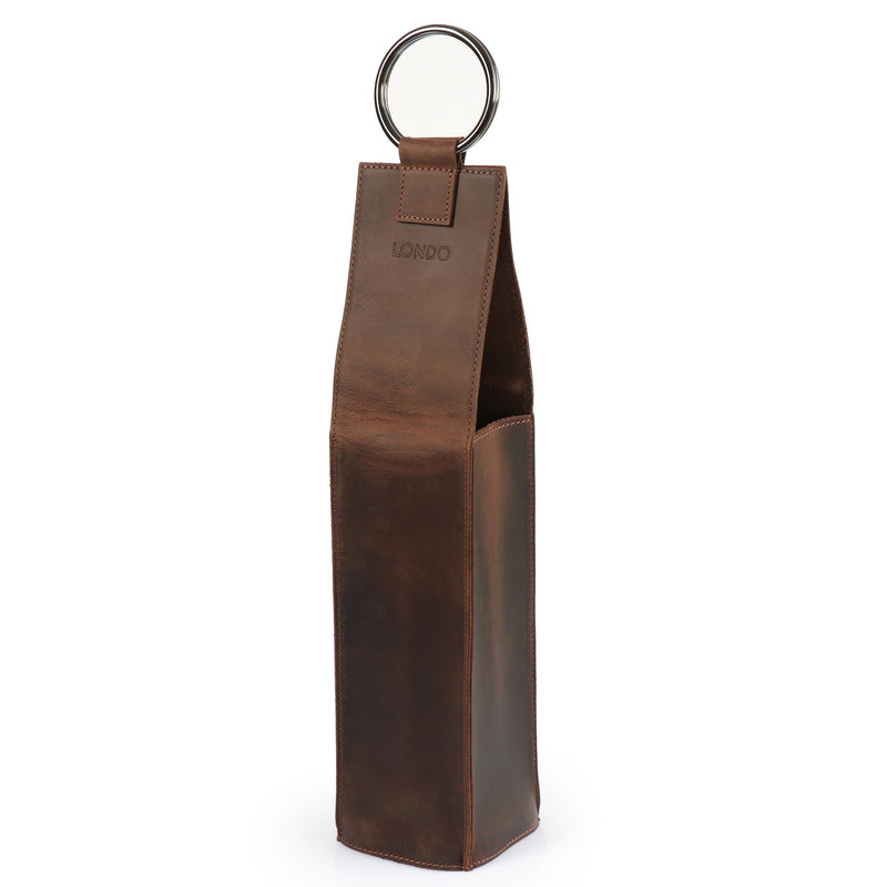 Londo Top Grain Leather Wine Bottle Holder and Carrier