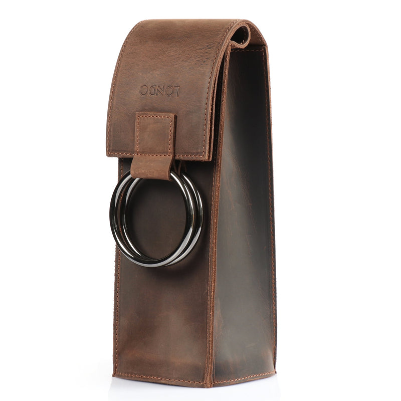 Londo Top Grain Leather Wine Bottle Holder and Carrier