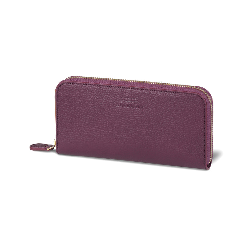 Otto Angelino Leather Zippered Clutch with Phone Compatible Slots