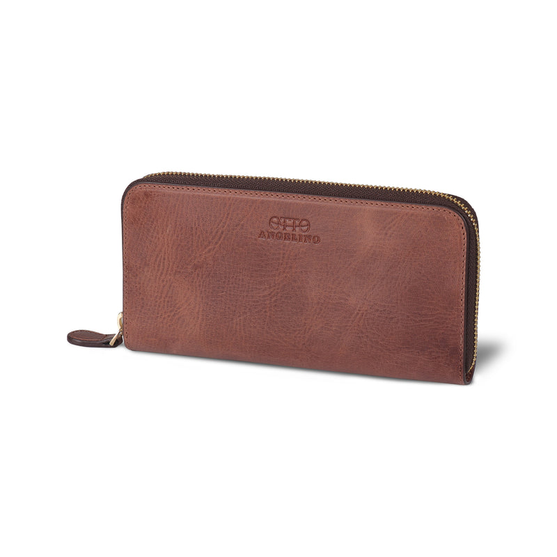 Otto Angelino Leather Zippered Clutch with Phone Compatible Slots