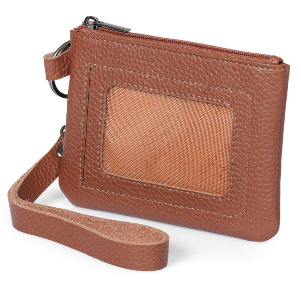 Otto Angelino Top Grain Leather Zippered ID Wallet with Wrist Strap, Unisex