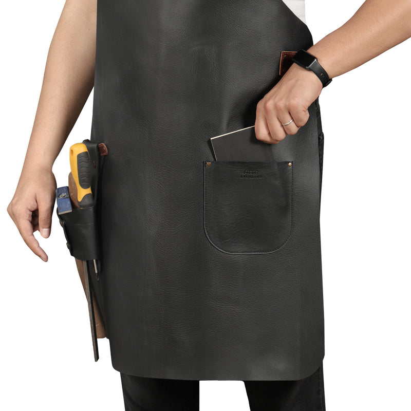 Otto Angelino Top Grain Leather Apron Woodworking, Cooking, Chef, Barista, Christmas Workshop with Tool Pockets