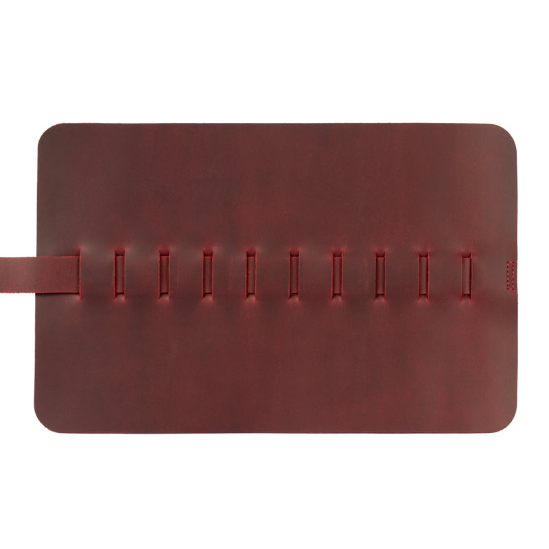 Londo Top Grain Leather Pen and Pencil Roll Case