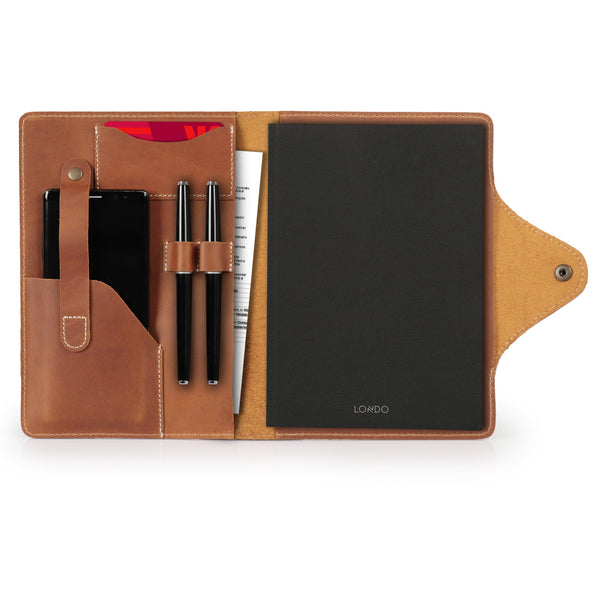 Londo Personalized Top Grain Leather Portfolio with Notepad (Snap Closure & Lock)