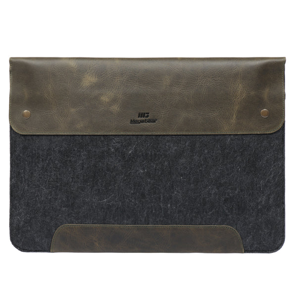 MegaGear Fine Leather and Fleece Sleeve Bag for MacBook Pro, MacBook Air and iPad Case