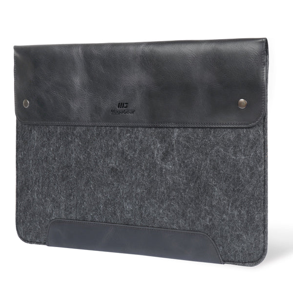 MegaGear Fine Leather and Fleece Sleeve Bag for MacBook Pro, MacBook Air and iPad Case