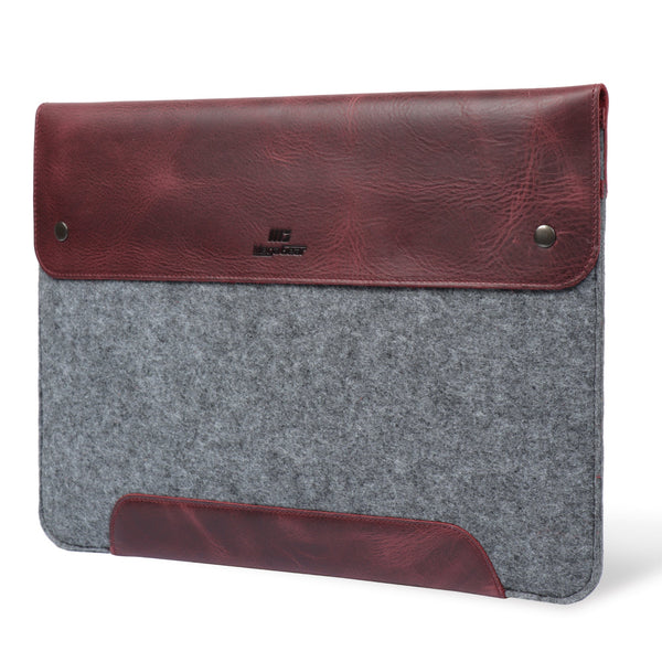 MegaGear Fine Leather and Fleece Sleeve Bag for MacBook Pro, MacBook Air and iPad Case