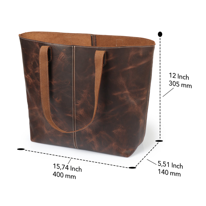 Soft Leather Tote Bag Top Grain Leather Large Capacity For Commuter – Regina