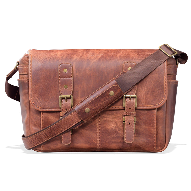 MegaGear Torres Pro Leather Vintage Messenger Bag Camel