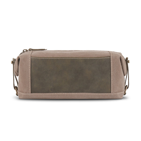 Londo Toiletry Bag Top Grain Leather and Canvas Travel Bag Dopp Kit Makeup Case, Cosmetic Bag