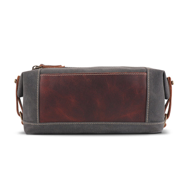 Londo Toiletry Bag Top Grain Leather and Canvas Travel Bag Dopp Kit Makeup Case, Cosmetic Bag