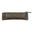 Londo Top Grain Leather Pen Case with Zipper Closure, Pencil Pouch Stationery Bag