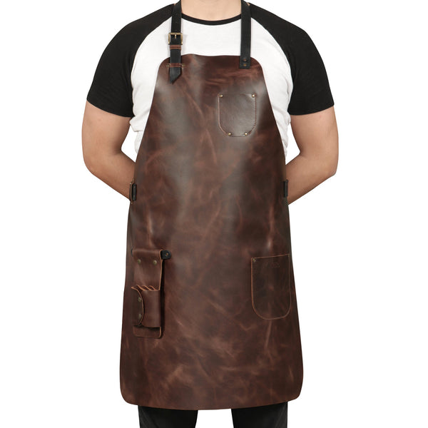 Otto Angelino Top Grain Leather Apron Woodworking, Cooking, Chef, Barista, Christmas Workshop with Tool Pockets