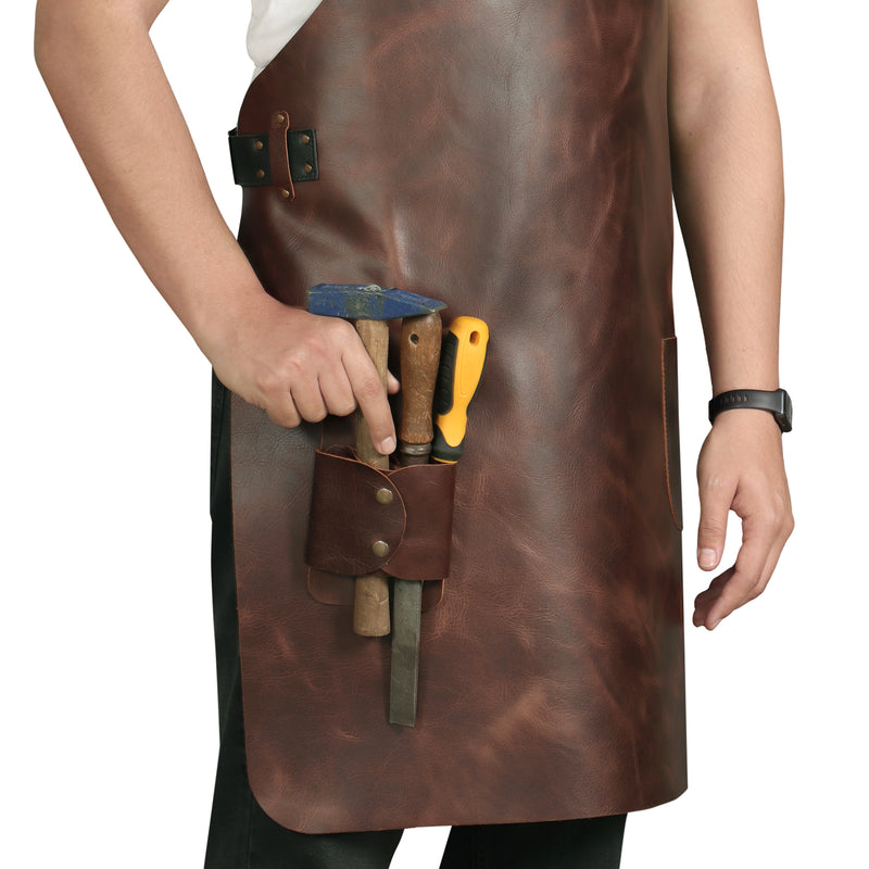 Otto Angelino Top Grain Leather Apron Woodworking, Cooking, Chef, Barista, Christmas Workshop with Tool Pockets